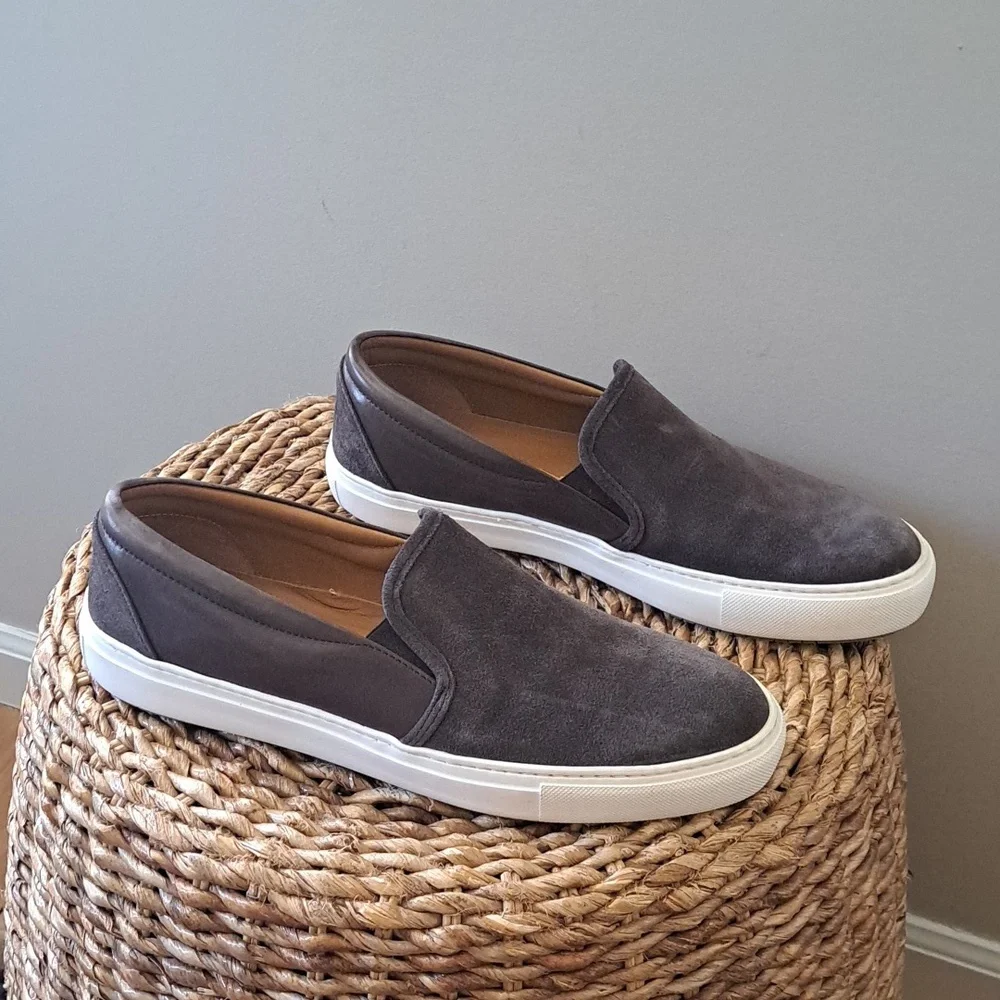 UNTUCKit‎ Mens Brown Suede/Leather Slip-On Loafer Sneakers White Soles S-10.5