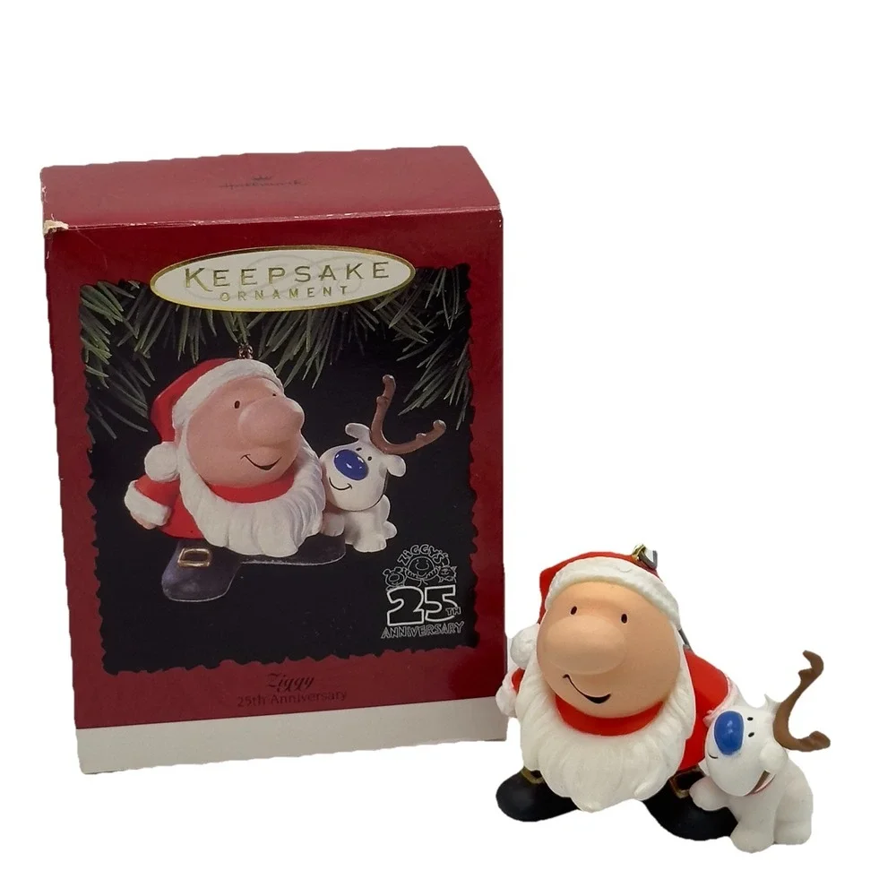 Vtg Hallmark Keepsake 1996 Ziggy & Fuzz 25th Anniversary Christmas Ornament Box‎