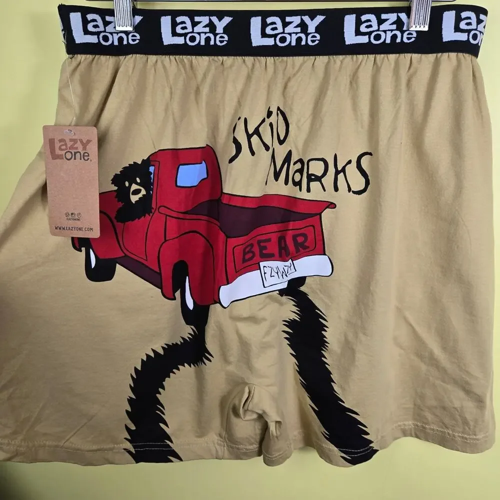 Lazyone funny mens large‎ boxers SKID MARKS