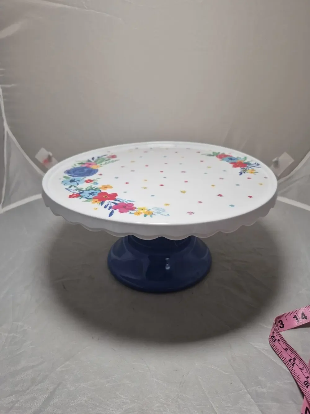 💥 The Pioneer Woman Floral Scalloped Cake Stand , Holidays Birthday B6
