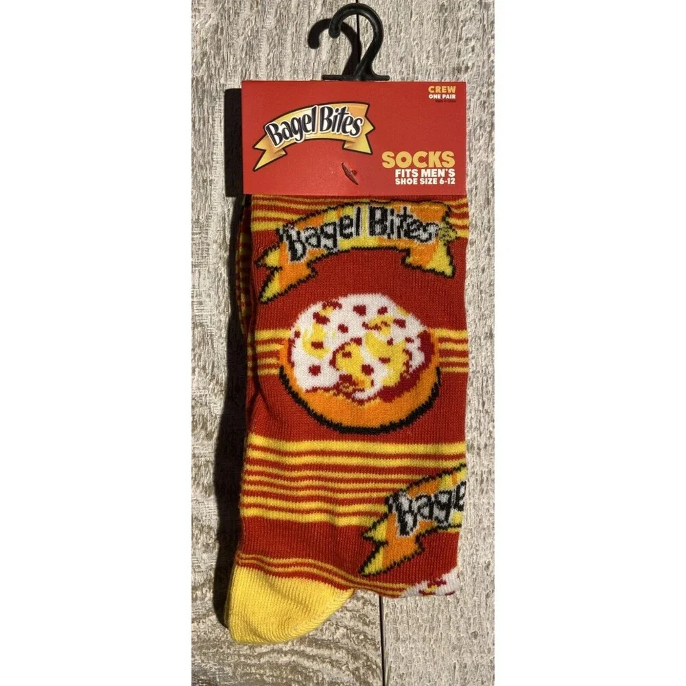 Bagel Bites Print Novelty Crew Socks - Men’s Size 6-12 - D040
