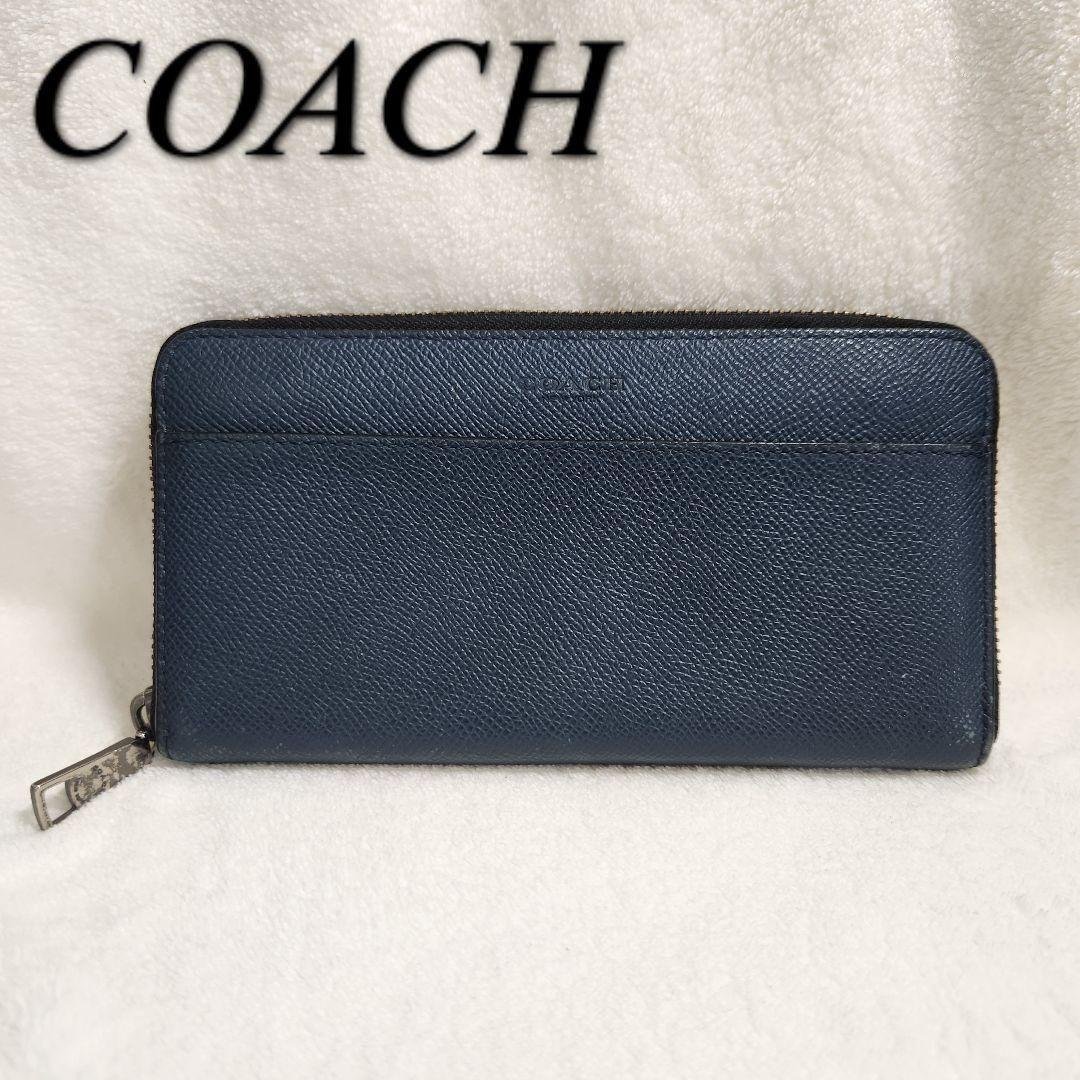 Coach ★ COACH long wallet F75097 leather beige round zip