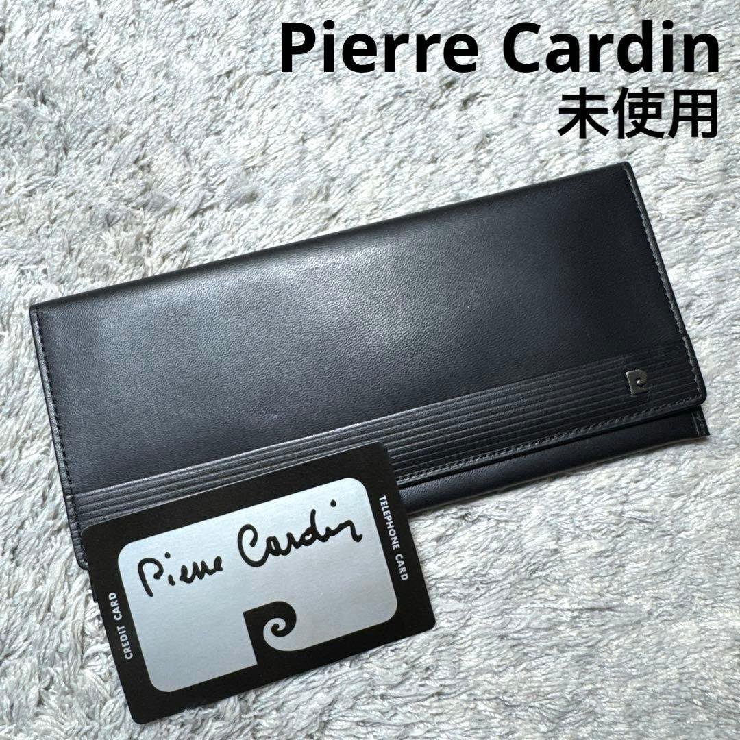 【Unused】Pierre Cardin Genuine Leather Black Long Wallet