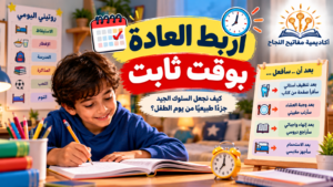 كيف نجعل السلوك الجيد جزءًا طبيعيًا من يوم الطفل؟ اربط العادة بوقت ثابت: